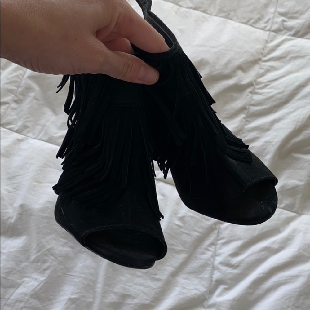 Top shop Black Fringe Heels 37